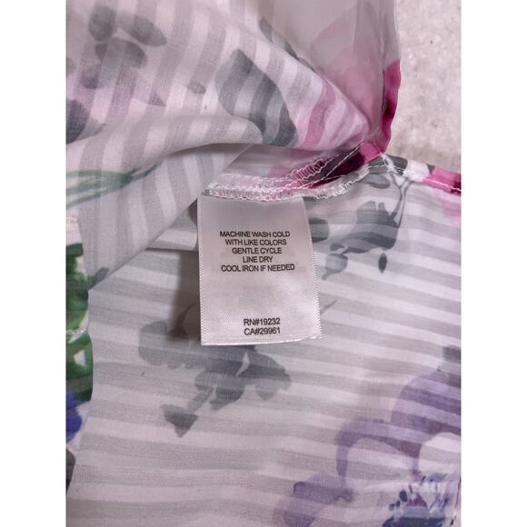 Vintage Alfred Dunner 90s Floral Striped Button Down Top Women’s Small Blouse - Picture 4 of 6